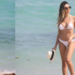 Jasmine Tosh - wearing white bikini on the beach in Miami